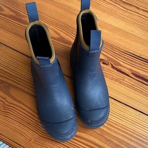 Merry People Bobbi Rain Boots, Blue with Tan Accents